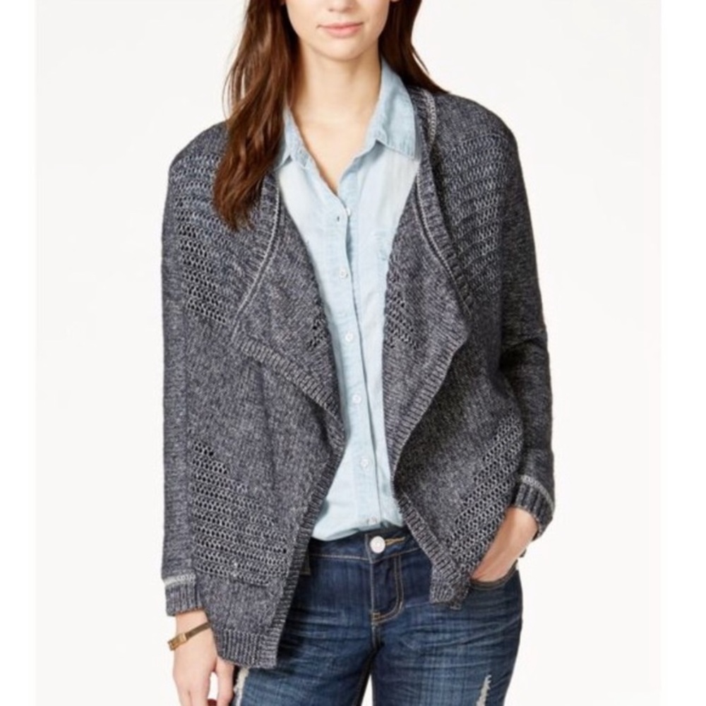 Lucky Brand Mixed Stitch Open Cardigan Sweater